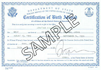 Sample image of a certified birth certificate